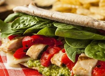 Grilled Chicken Pesto Flatbread Sandwich